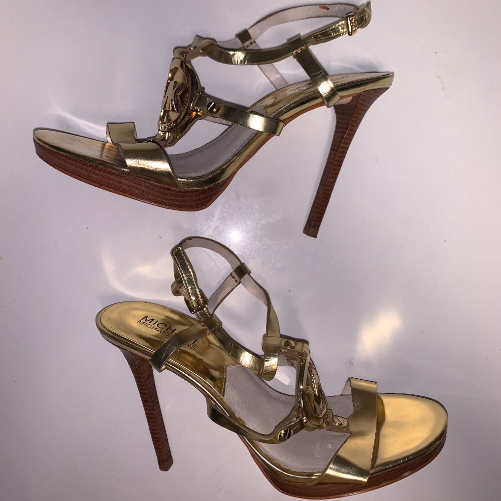Michael Kors gold strappy heel